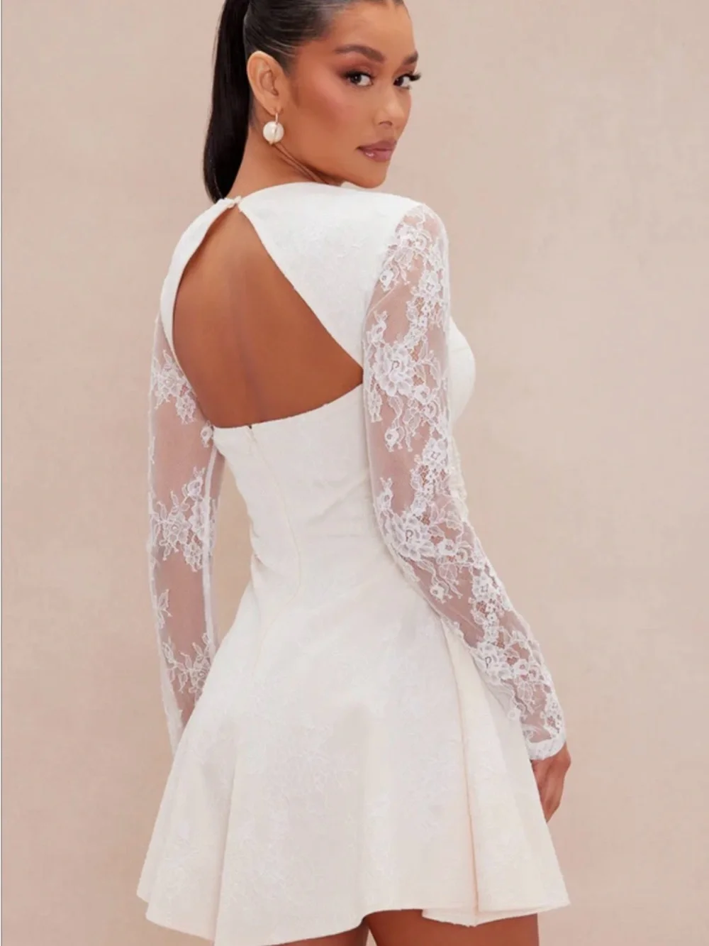 Elizabeth Lace Mini Dress - Ivory/White - Picture 4 of 5
